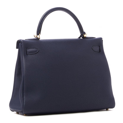 Hermes Togo Kelly Retourne 32 Bleu Nuit 3 of 31