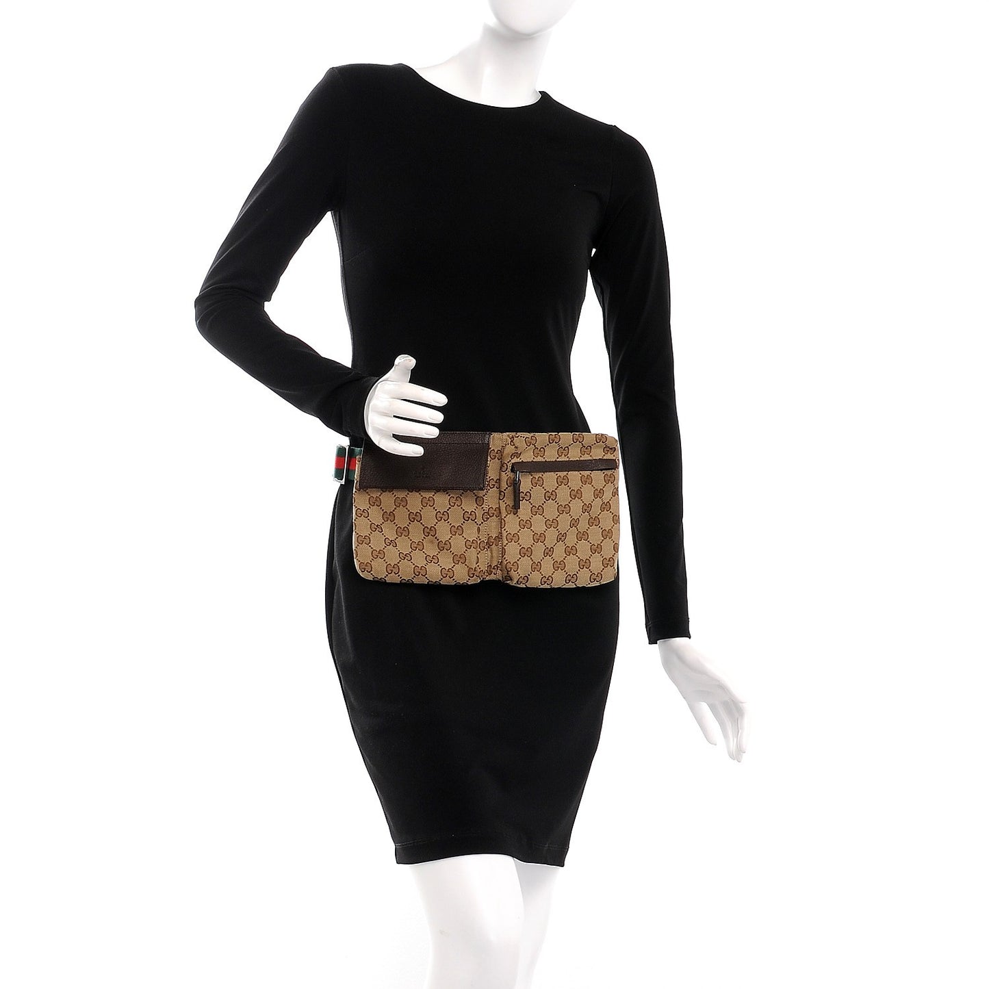 Monogram Web Belt Bag Dark Brown