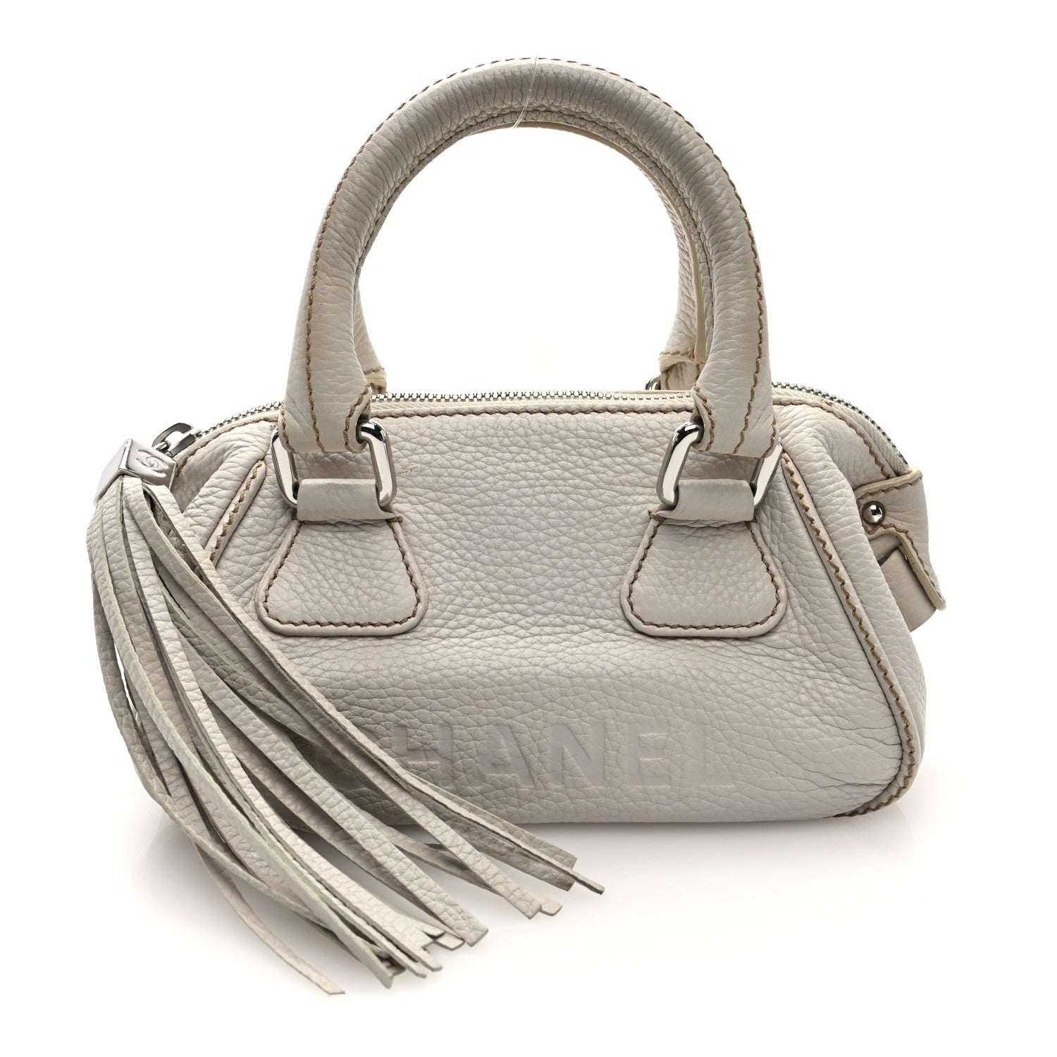 Chanel Calfskin Lax CC Small Bowler Bag White 1 of 11