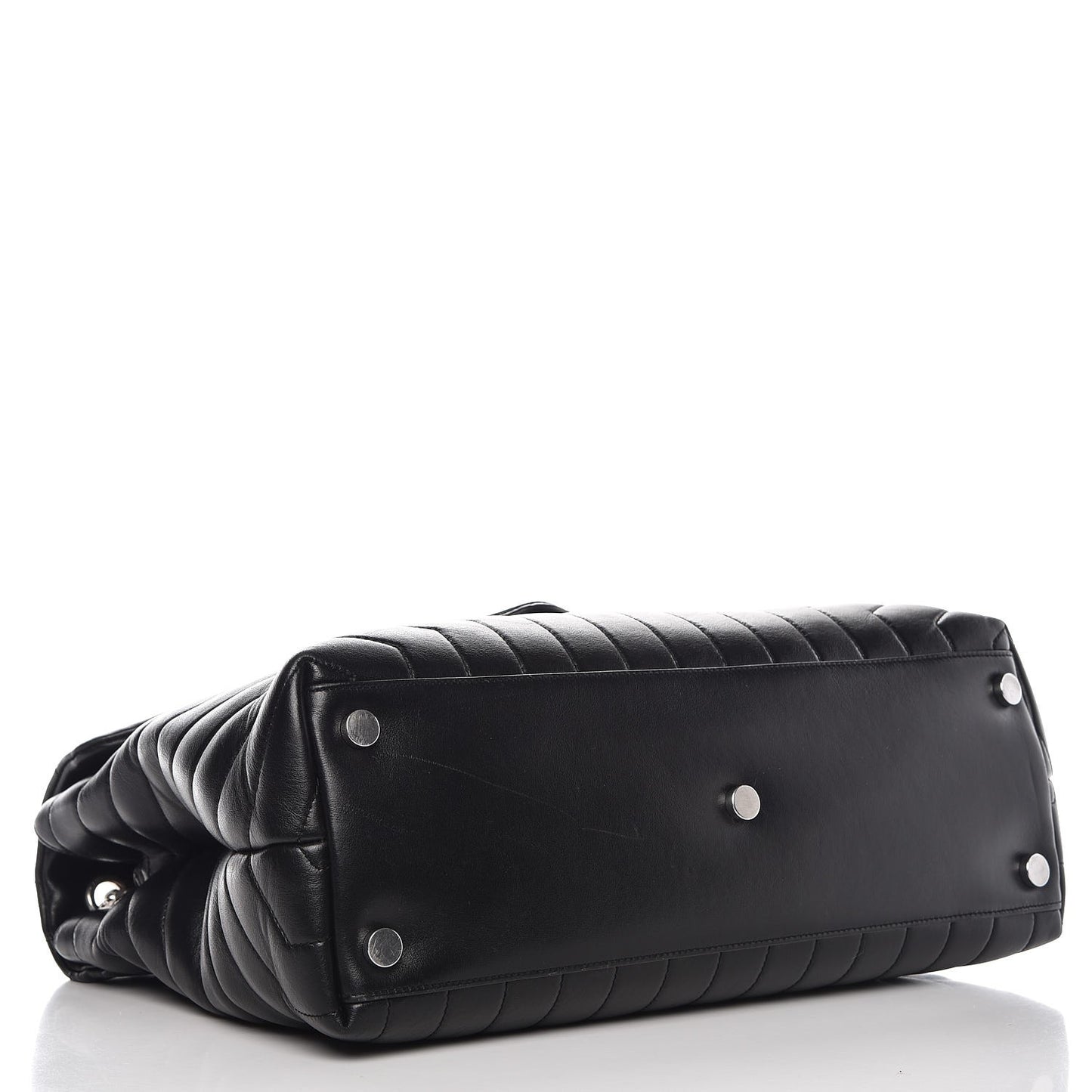 Calfskin Y Quilted Monogram Large Loulou Chain Satchel Black