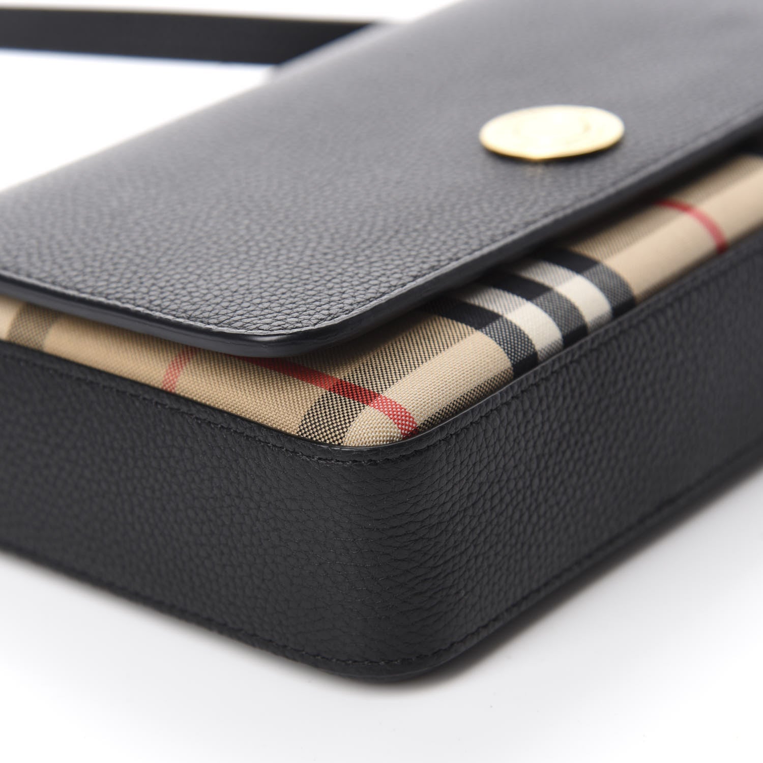 Burberry Grainy Calfskin Vintage Check Hampshire Crossbody Black 6 of 9