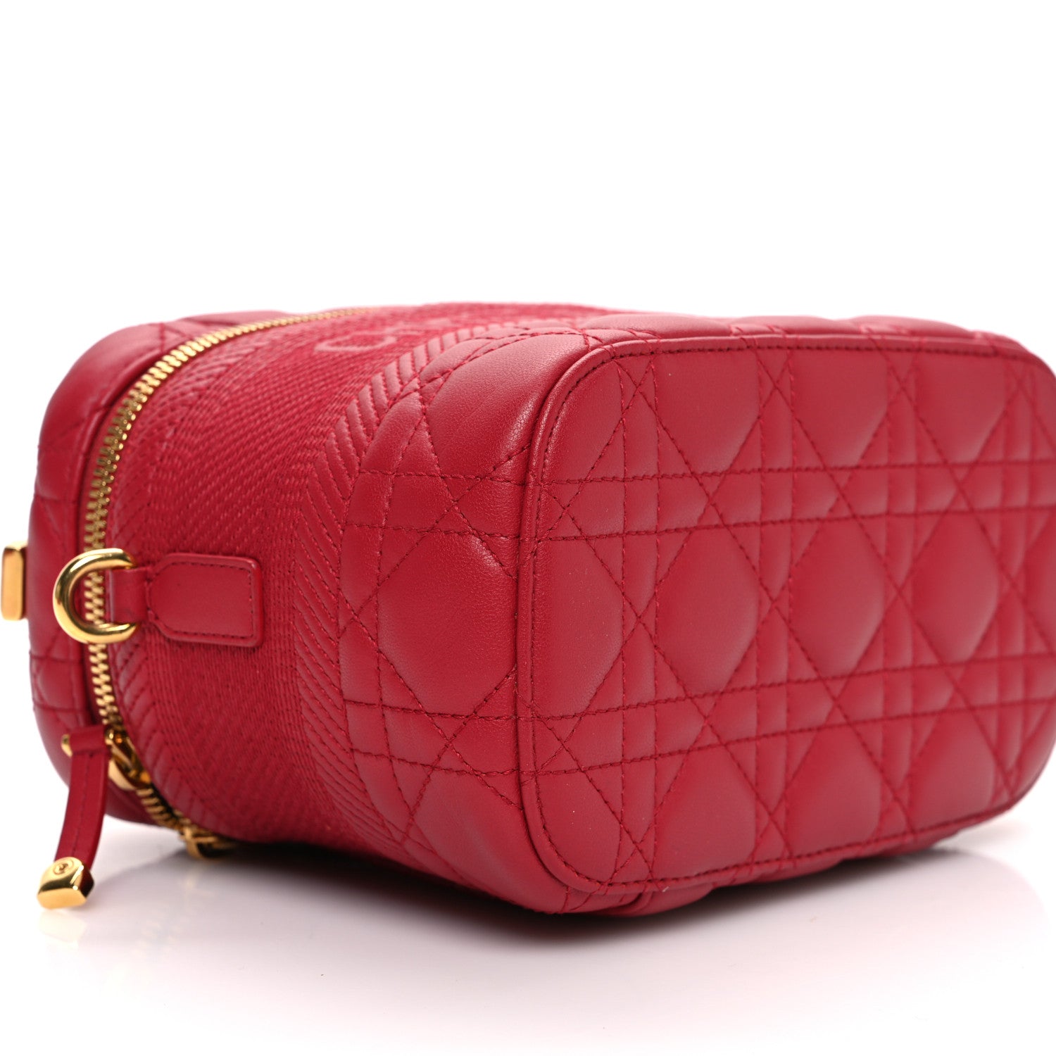 Christian Dior Lambskin Cannage Small Diortravel Vanity Case Red