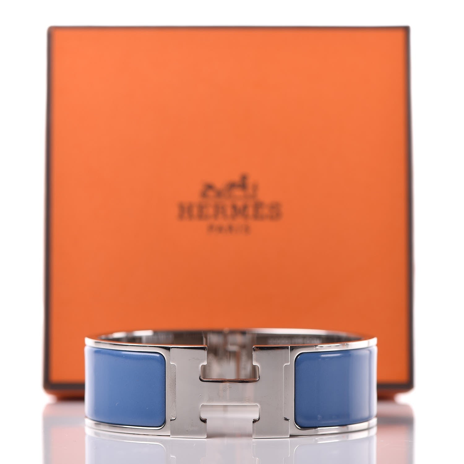 Hermes Enamel Wide Clic Clac H Bracelet GM Bleu Turquin 6 of 6