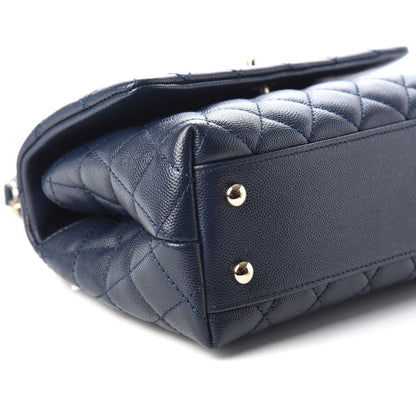 Chanel Caviar Quilted Lizard Embossed Mini Coco Handle Flap Navy 8 of 9