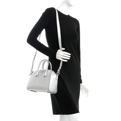 Givenchy Metallic Sugar Goatskin Mini Antigona Silver 2 of 8