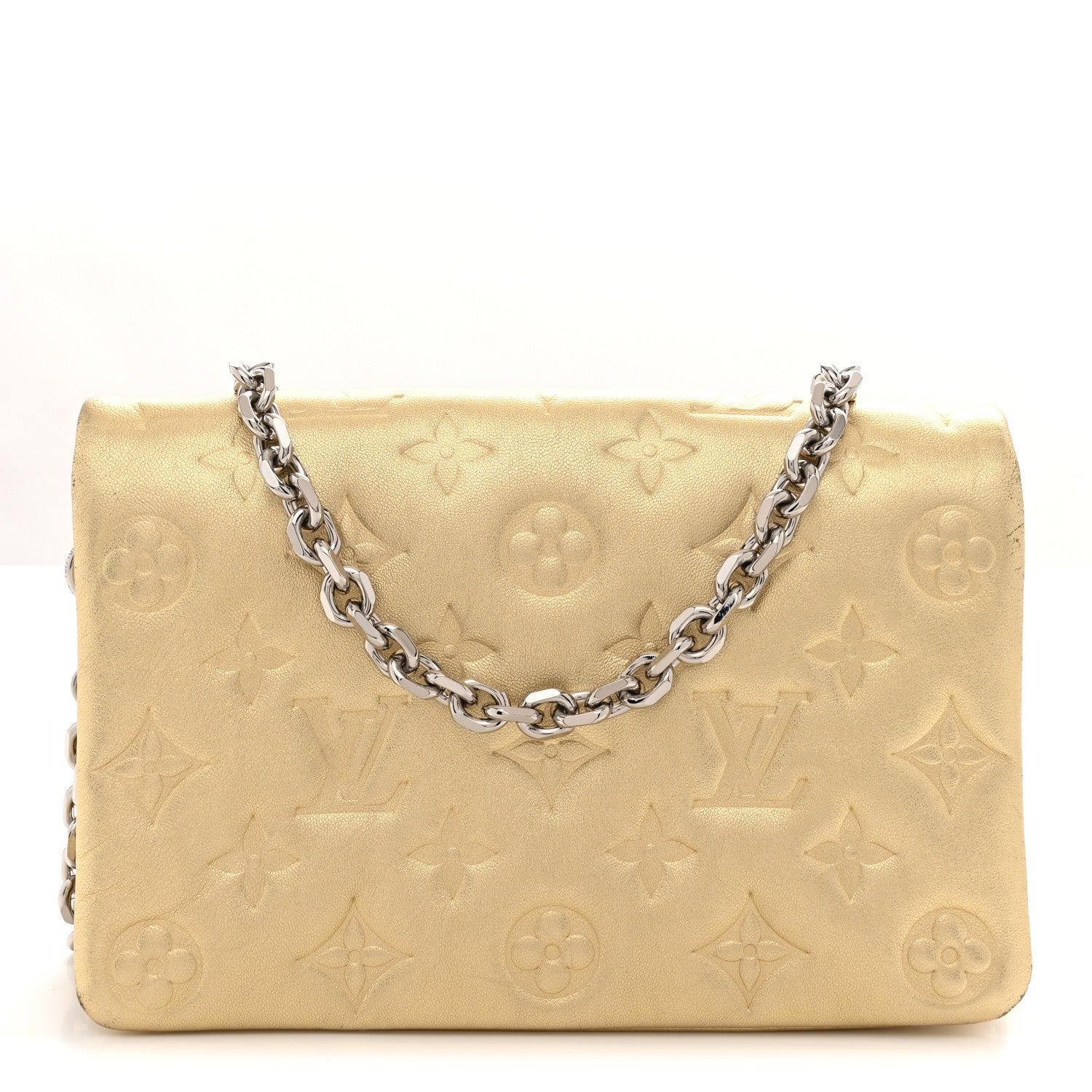 Louis Vuitton Metallic Lambskin Embossed Monogram Pochette Coussin Gold 1 of 11