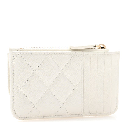 Chanel Caviar Quilted Flap Zip Card Holder White 3 of 8