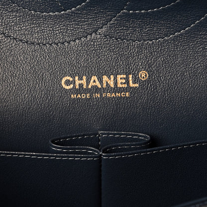 Chanel Iridescent Caviar Quilted Jumbo Double Flap Dark Blue 6 of 10