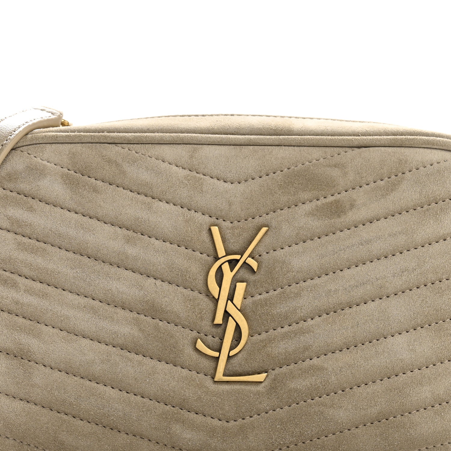 Saint Laurent Suede Matelasse Monogram Mini Lou Camera Bag Matte Gold 8 of 11