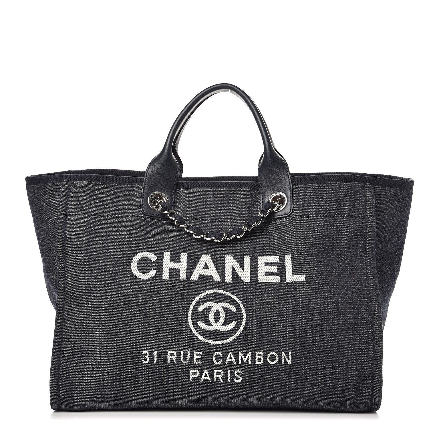 Chanel Denim Large Deauville Tote Dark Blue 1 of 8