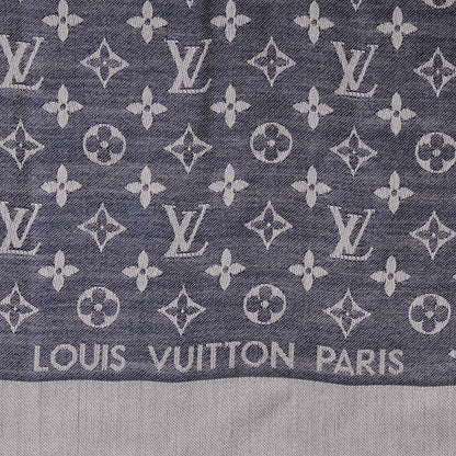 Louis Vuitton Wool Silk Monogram Denim Shawl Blue 1 of 4