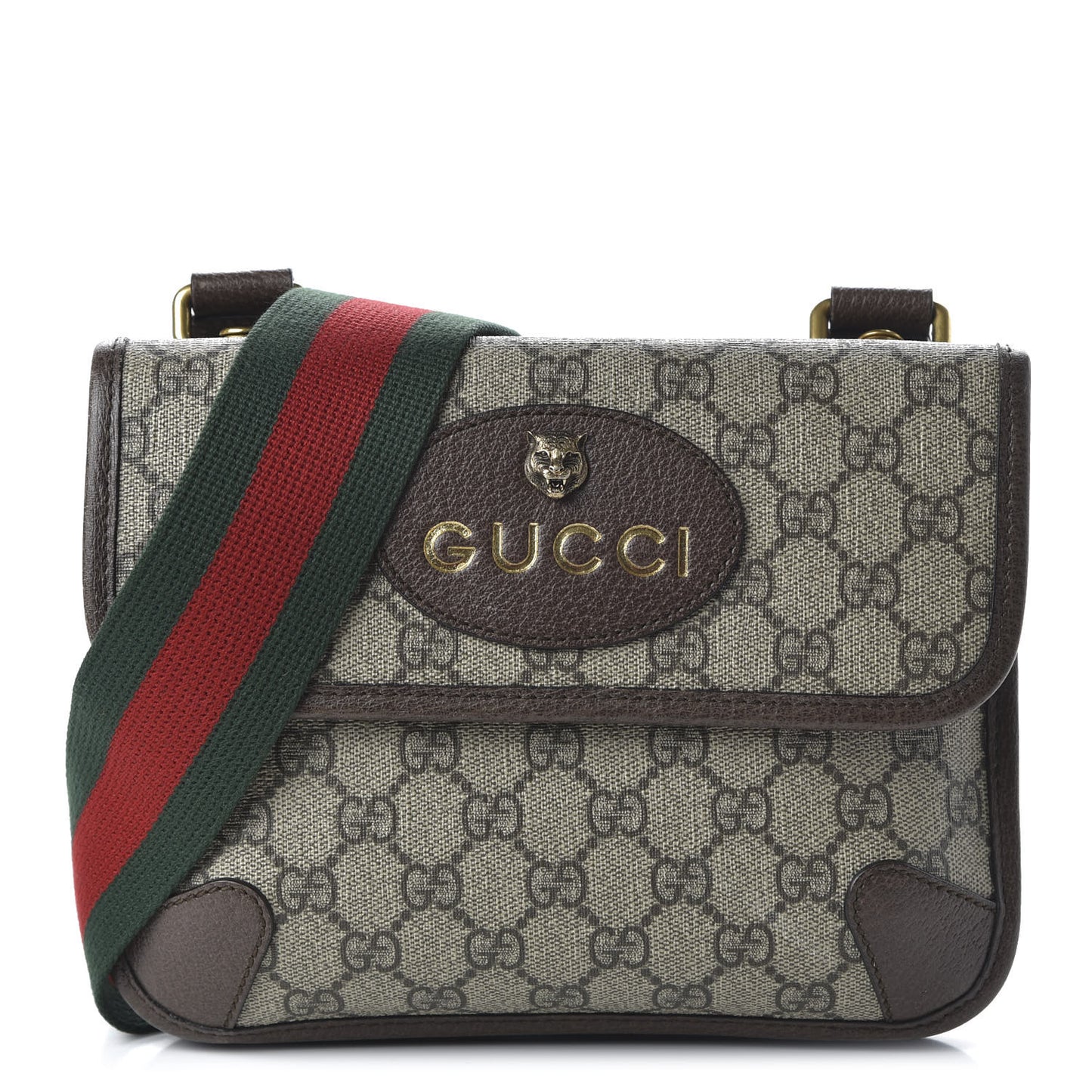 GG Supreme Monogram Web Small Neo Vintage Double Flap Messenger Bag Beige New Acero