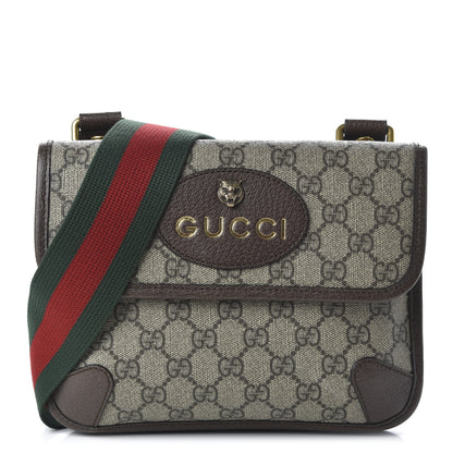 Gucci GG Supreme Monogram Web Small Neo Vintage Double Flap Messenger Bag Beige New Acero 1 of 10