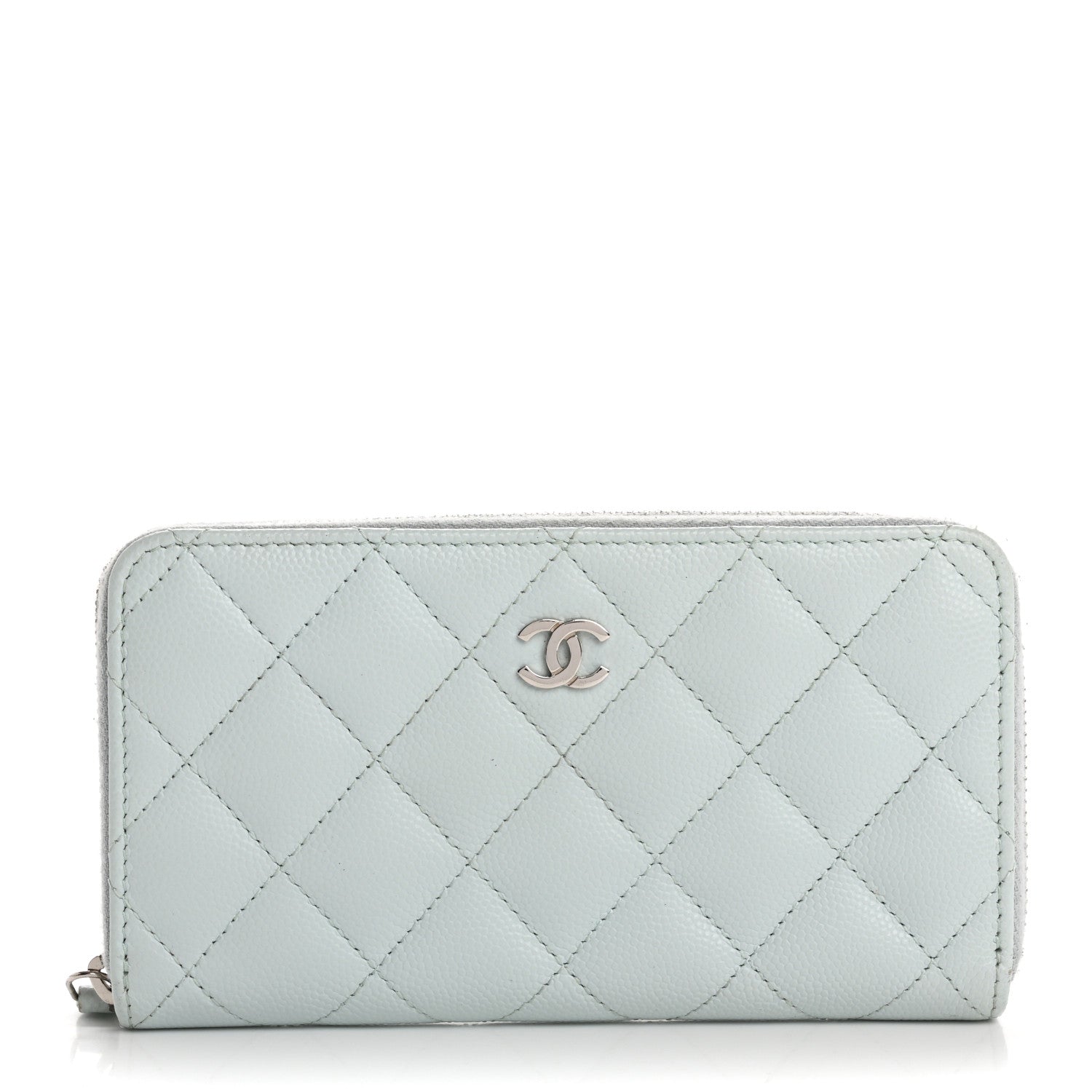 Chanel Caviar Quilted Medium Zip Around Wallet Light Blue 1 of 12