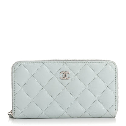 Chanel Caviar Quilted Medium Zip Around Wallet Light Blue 1 of 12