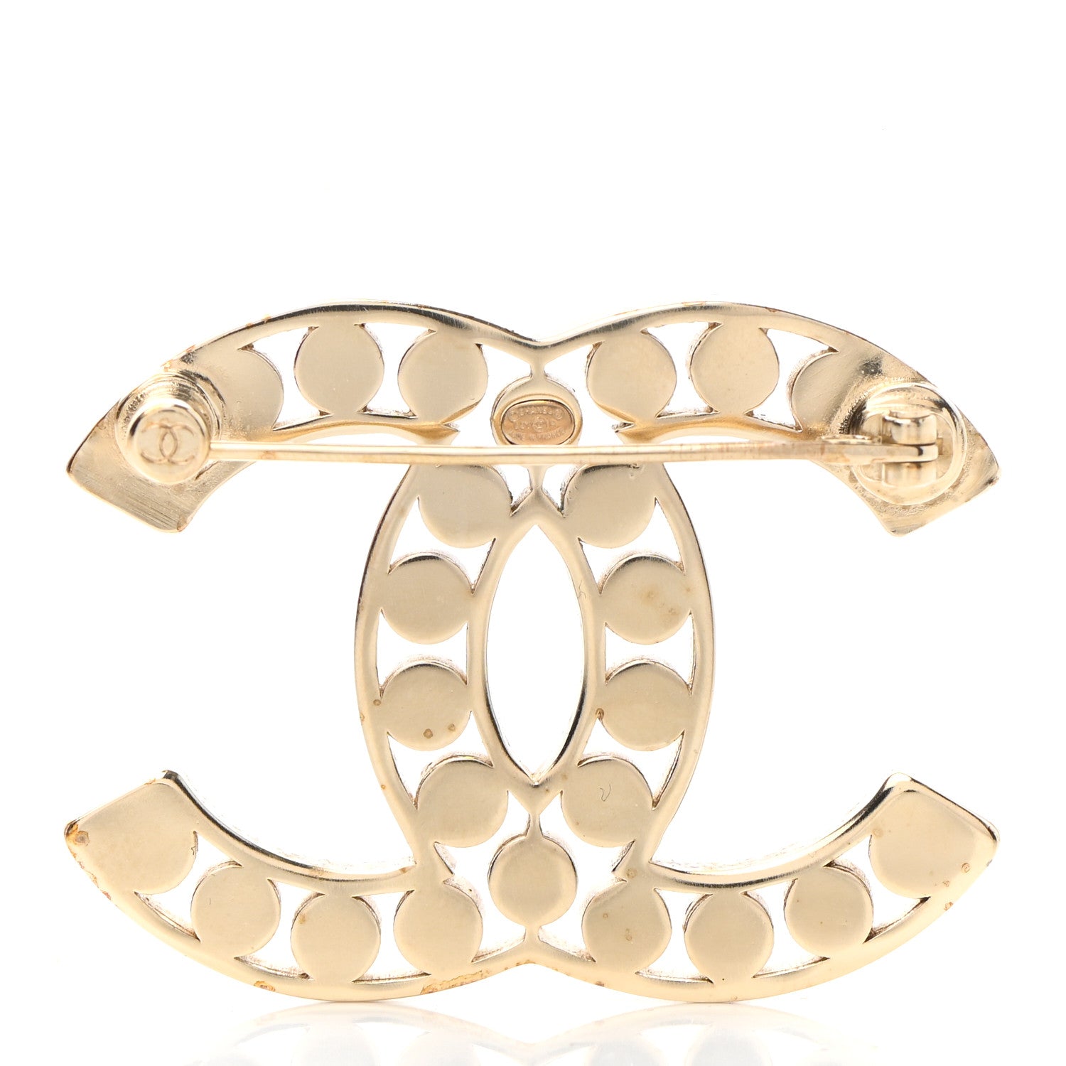 Chanel Crystal CC Brooch Light Gold 4 of 7