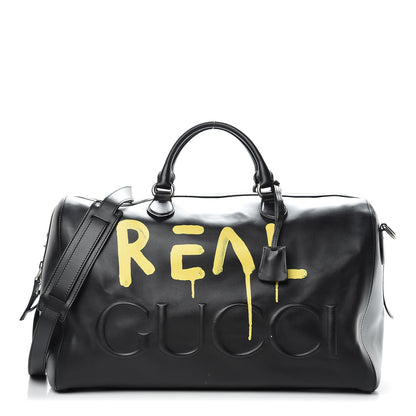 Gucci Calfskin GucciGhost Real Duffle Black Yellow 1 of 18