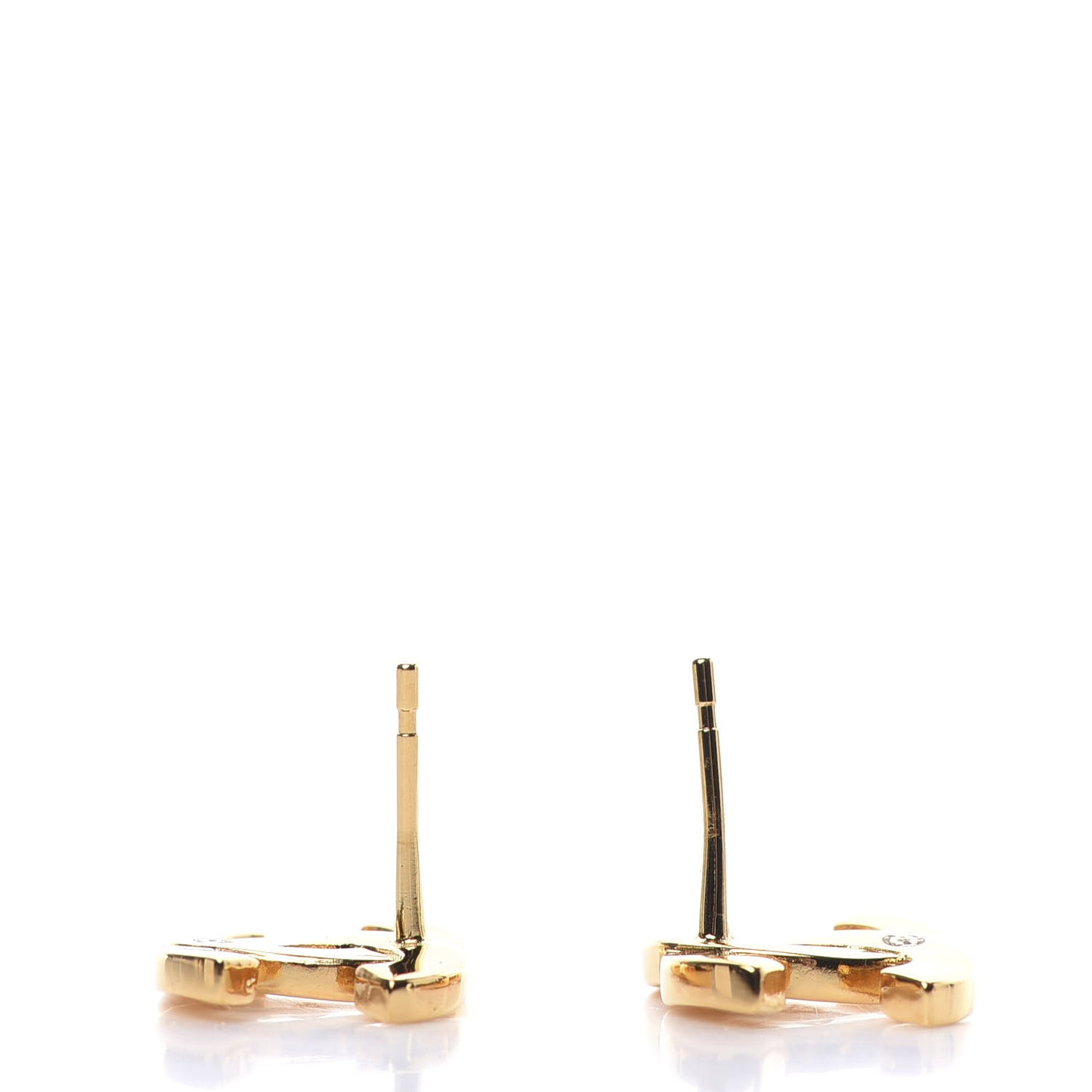 Metal CC Paris Button Stud Earrings Gold