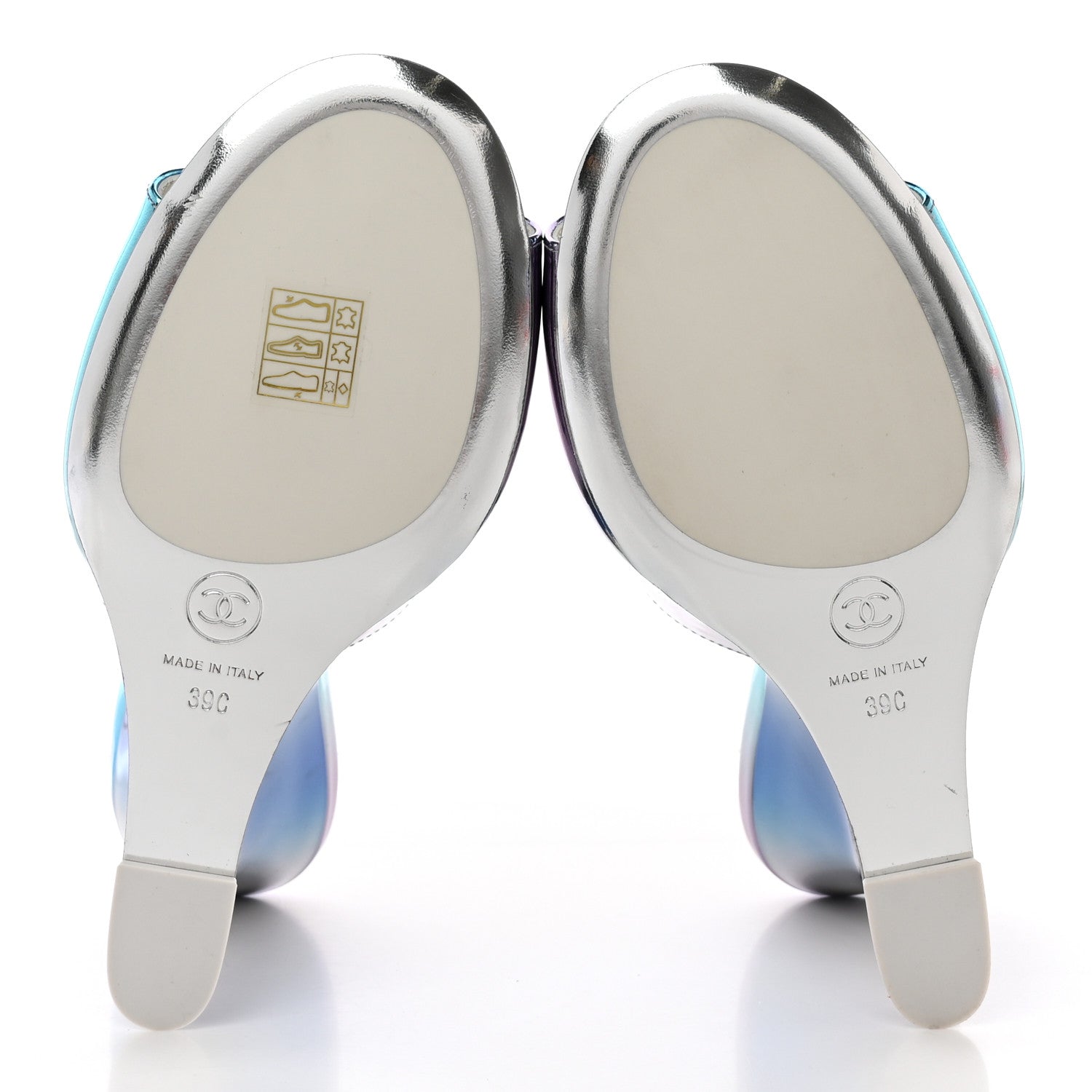 Chanel Laminated Calfskin Wedge Mules 39 Blue Purple 5 of 11