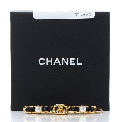 Chanel Pearl Lambskin CC More Is More Hair Clip Black Gold 5 of 5