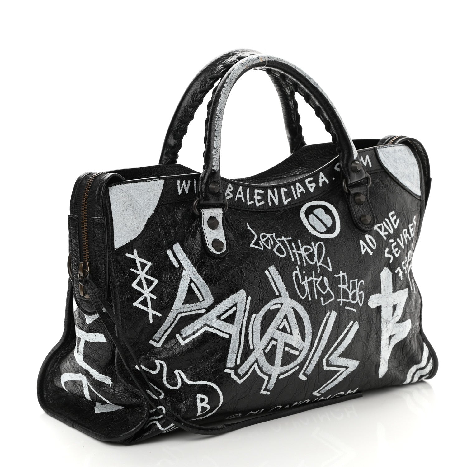 Balenciaga Agneau Arena Graffiti All Over Classic Hardware City Black White 4 of 12