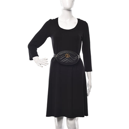 Gucci Calfskin Matelasse GG Marmont Belt Bag 75 30 Black 2 of 9