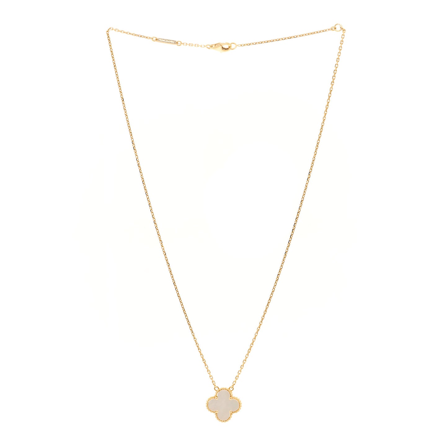 18K Yellow Gold Mother of Pearl Vintage Alhambra Pendant Necklace