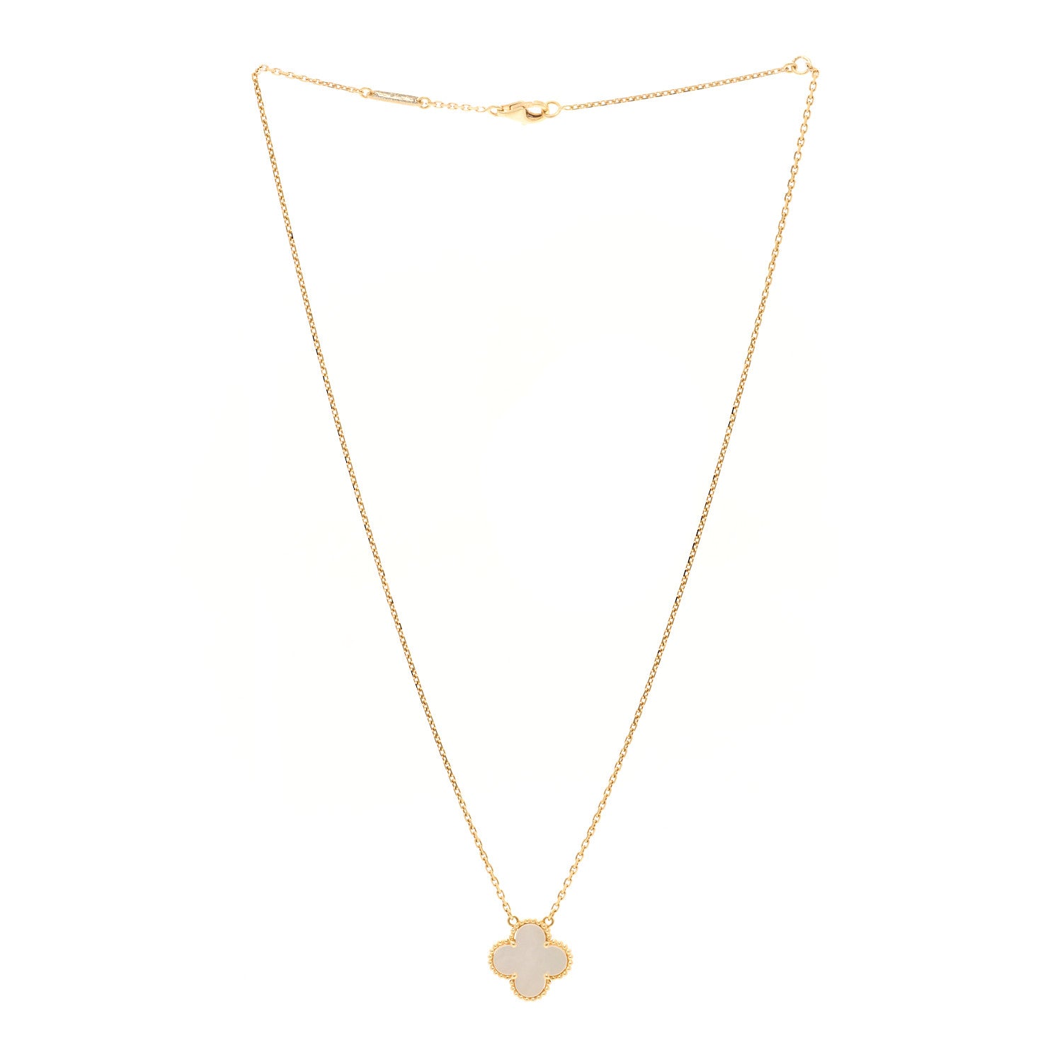 Van Cleef & Arpels 18K Yellow Gold Mother of Pearl Vintage Alhambra Pendant Necklace 3 of 5