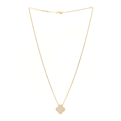 Van Cleef & Arpels 18K Yellow Gold Mother of Pearl Vintage Alhambra Pendant Necklace 3 of 5