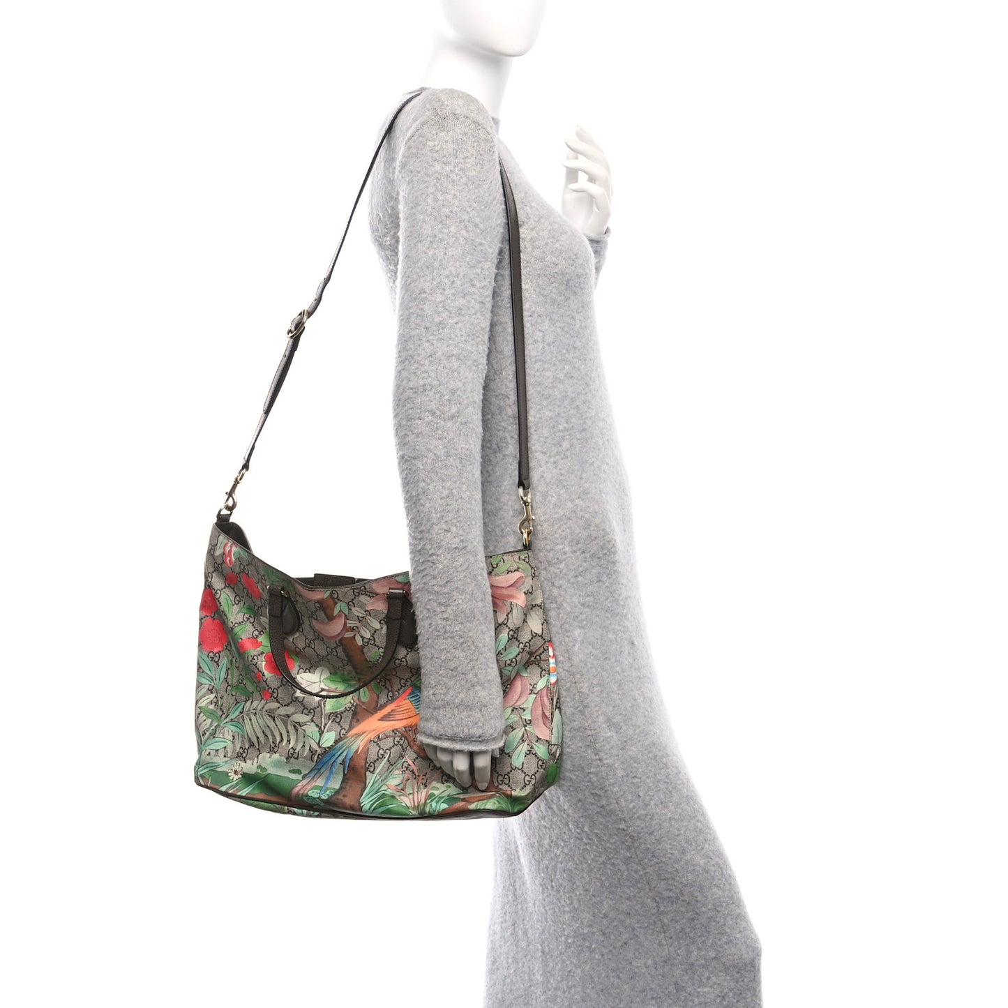 Soft GG Supreme Monogram Tian Medium Crossbody Tote Beige Multicolor New Acero