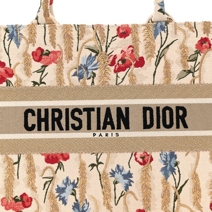 Christian Dior Canvas Embroidered Medium Hibiscus Book Tote Beige Multicolor 7 of 11