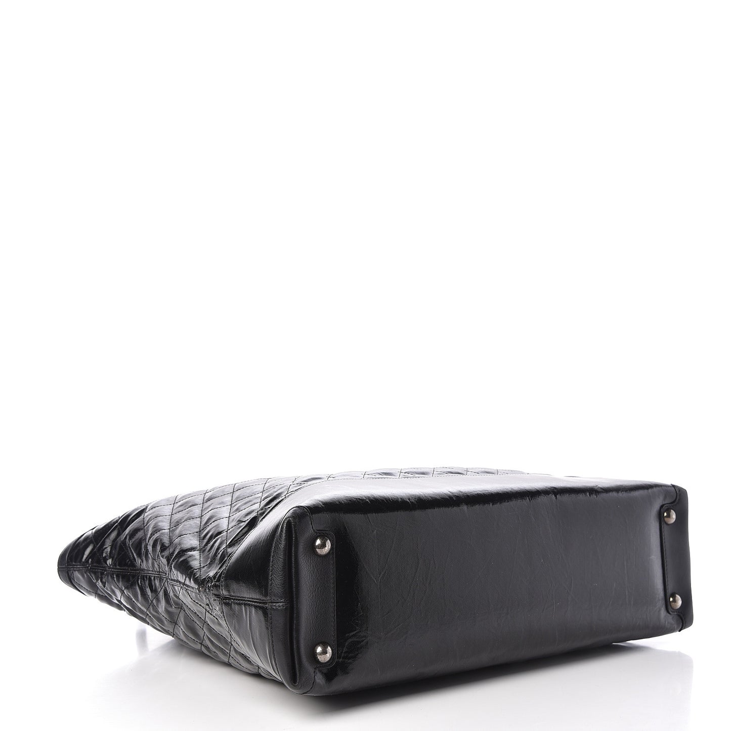 Calfskin Coated Canvas Quilted Tote Black