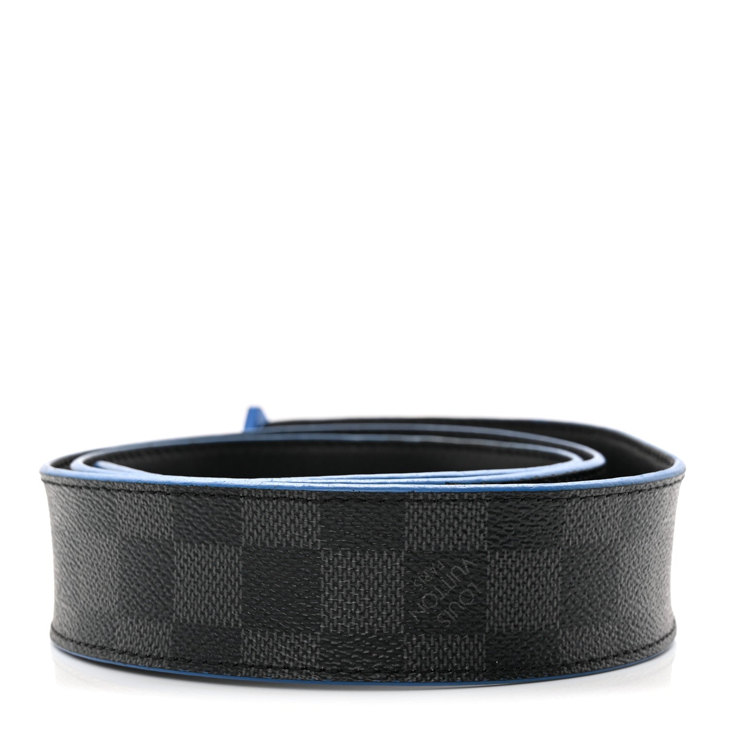 Louis Vuitton Damier Graphite Calfskin 40mm LV Initiales Reversible Belt 95 38 Blue 2 of 7