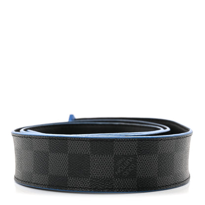 Louis Vuitton Damier Graphite Calfskin 40mm LV Initiales Reversible Belt 95 38 Blue 2 of 7
