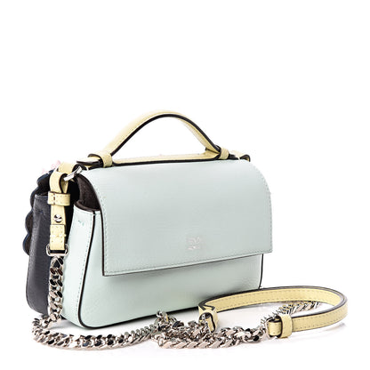 Fendi Vitello Dolce Flowers and Bows Bi-Color Scalloped Micro Double Baguette Blue Notte Fairy Green Multicolor 3 of 9