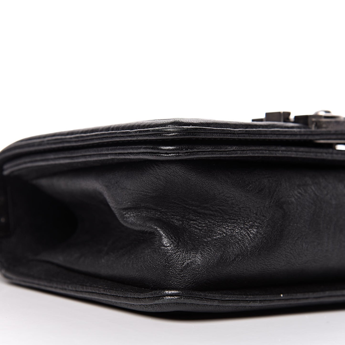 Crumpled Lambskin Small Studded Boy Flap Black