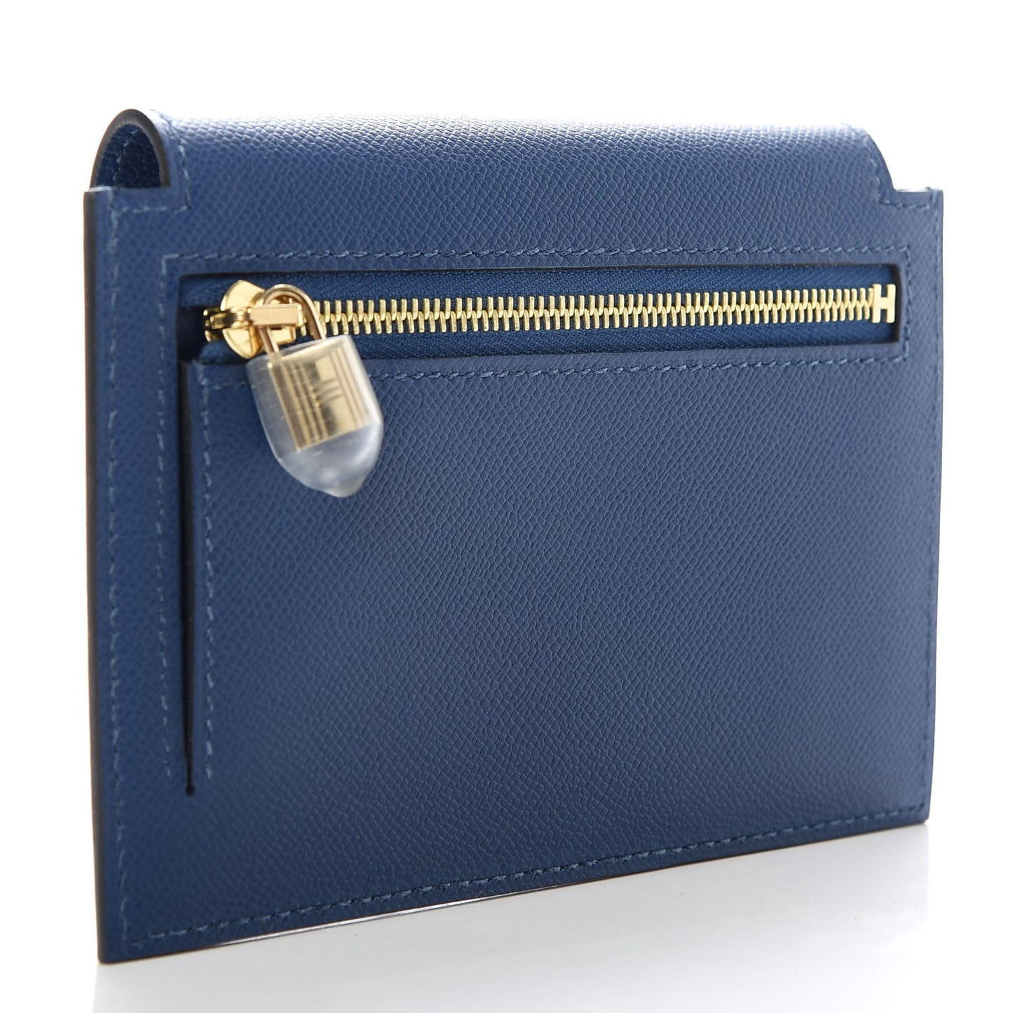 Madame Calfskin Kelly Pocket Compact Wallet Deep Bleu