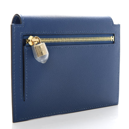 Hermes Madame Calfskin Kelly Pocket Compact Wallet Deep Bleu 3 of 7