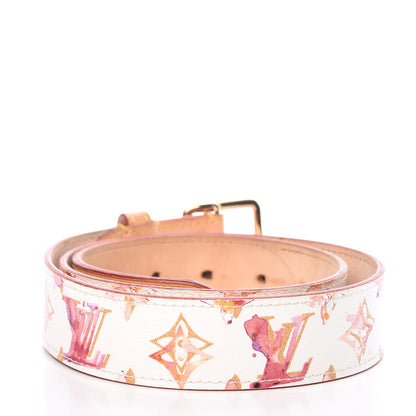 Louis Vuitton Monogram Watercolor Aquarelle Belt 85 34 White 3 of 11