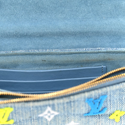 Louis Vuitton Embroidered Monogram Denim New Wave Chain Pochette Blue 14 of 14