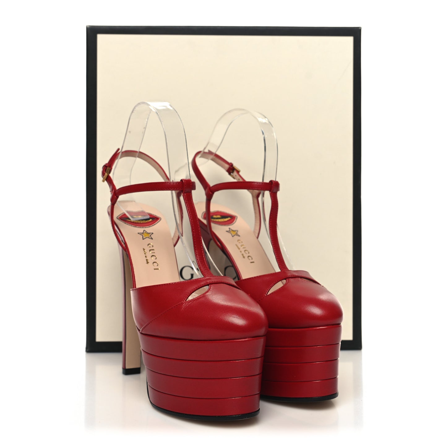 Malaga Kid Angel T-Strap Platform High Heel Pumps 38.5 Red