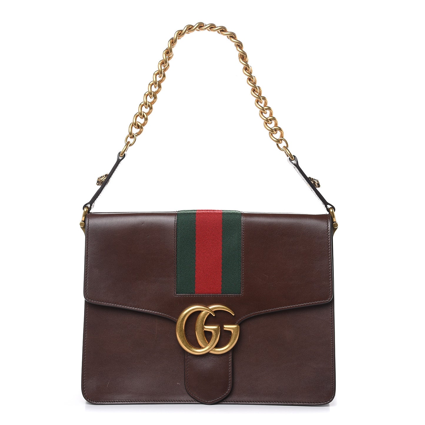 Tuscany Lux Calfskin Web GG Marmont Shoulder Bag Fondent