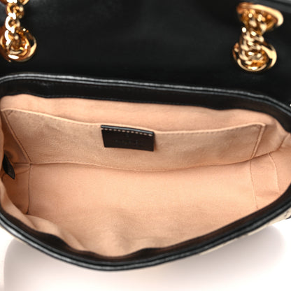 Gucci Monogram Matelasse Diagonal Mini GG Marmont Shoulder Bag Beige Black 5 of 9
