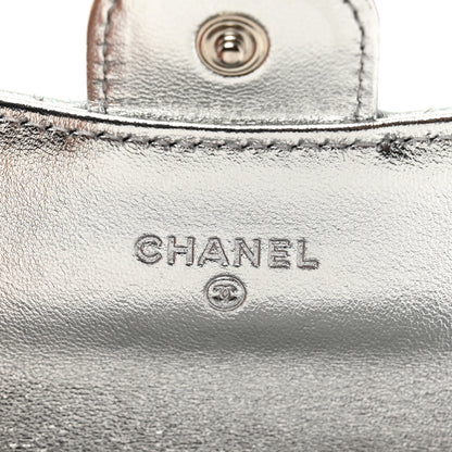 Chanel Gradient Metallic Calfskin Quilted Flap Card Holder Wallet Silver Blue Yellow Purple 7 of 9