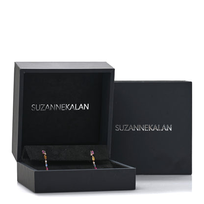 Suzanne Kalan 18K Rose Gold Diamond Sapphire Fireworks Rainbow Linear Drop Earrings 5 of 5