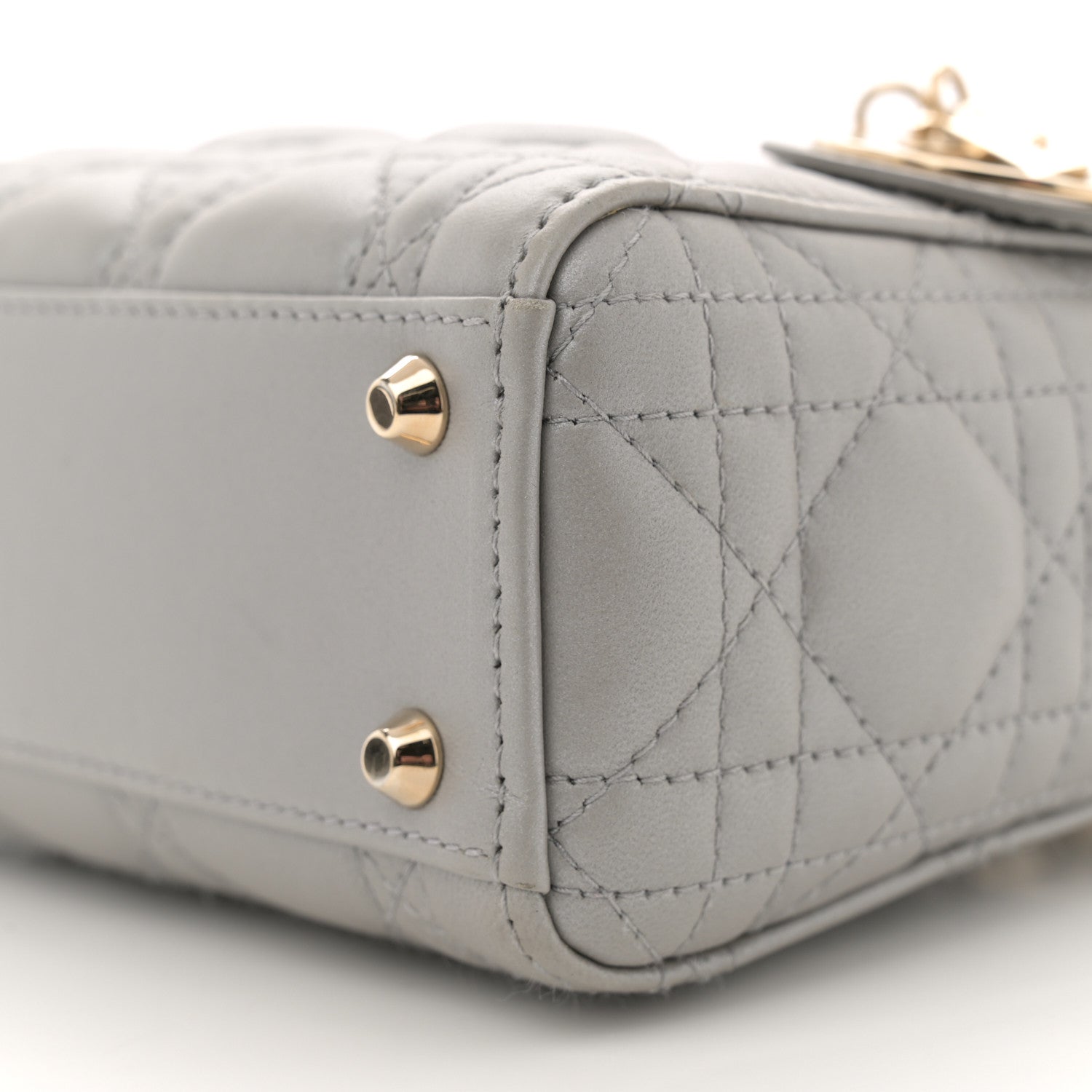 Christian Dior Metallic Lambskin Cannage Mini Lady Dior Grey 10 of 11