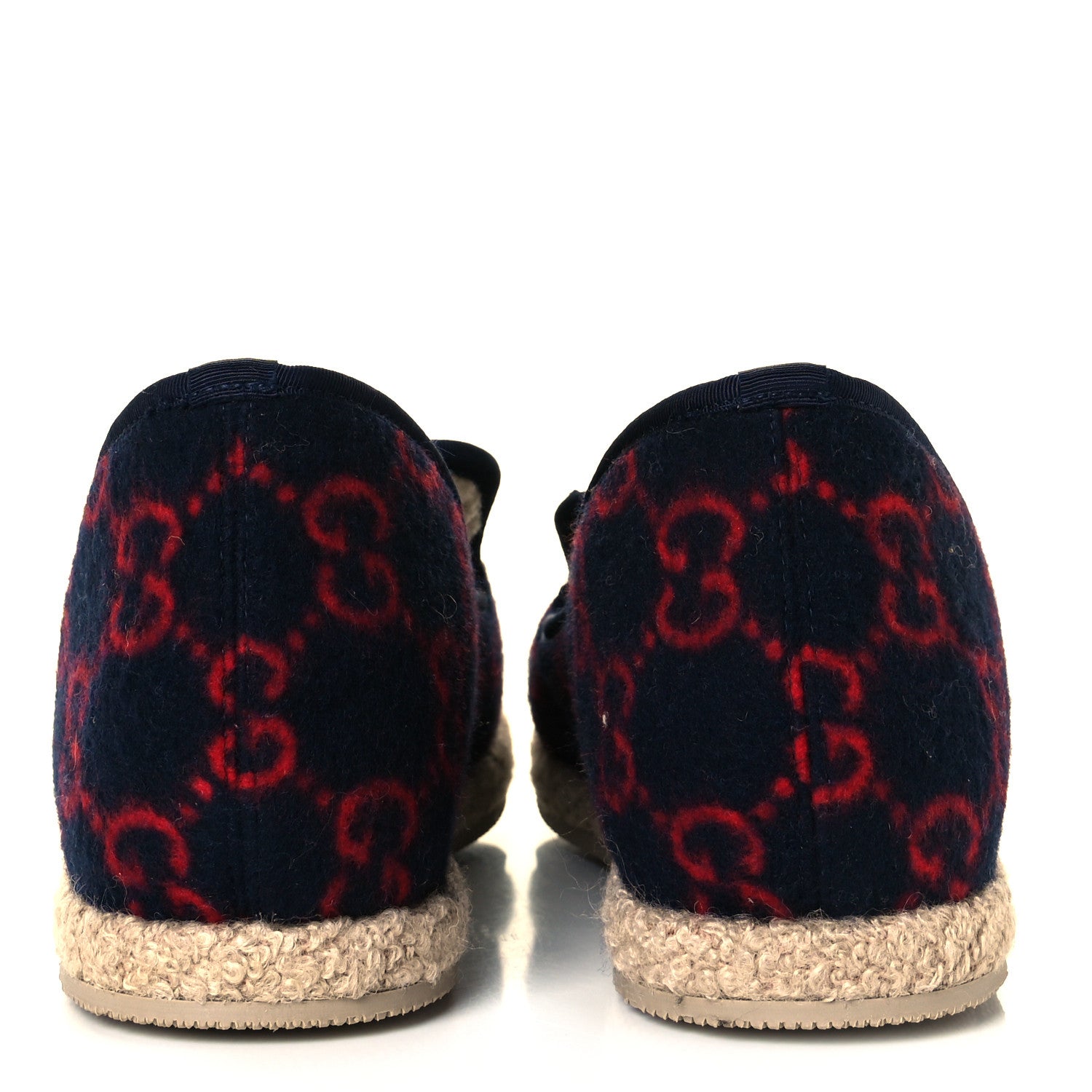 Gucci Covered Wool GG Monogram Mens Fria Horsebit Loafers 7 Blue Red Butterscotch 5 of 9