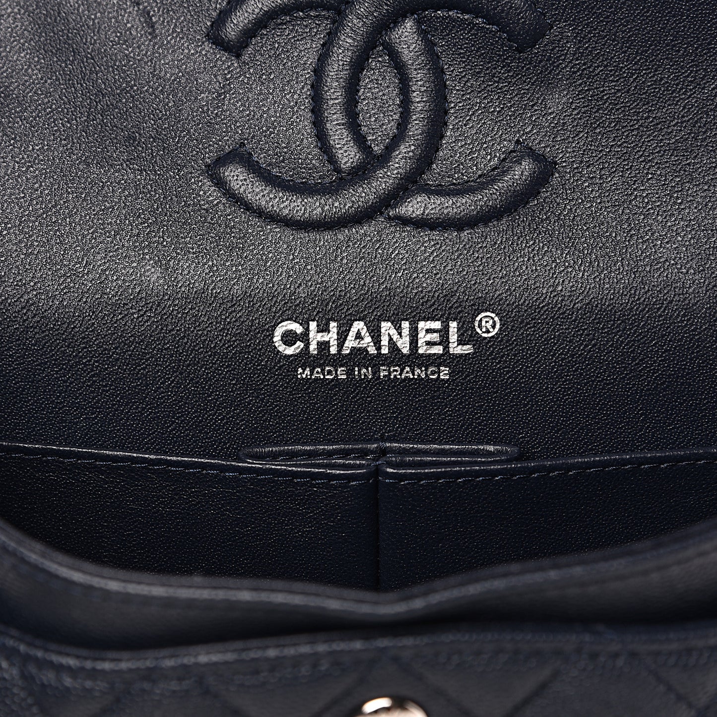 Caviar Quilted Small Double Flap Navy