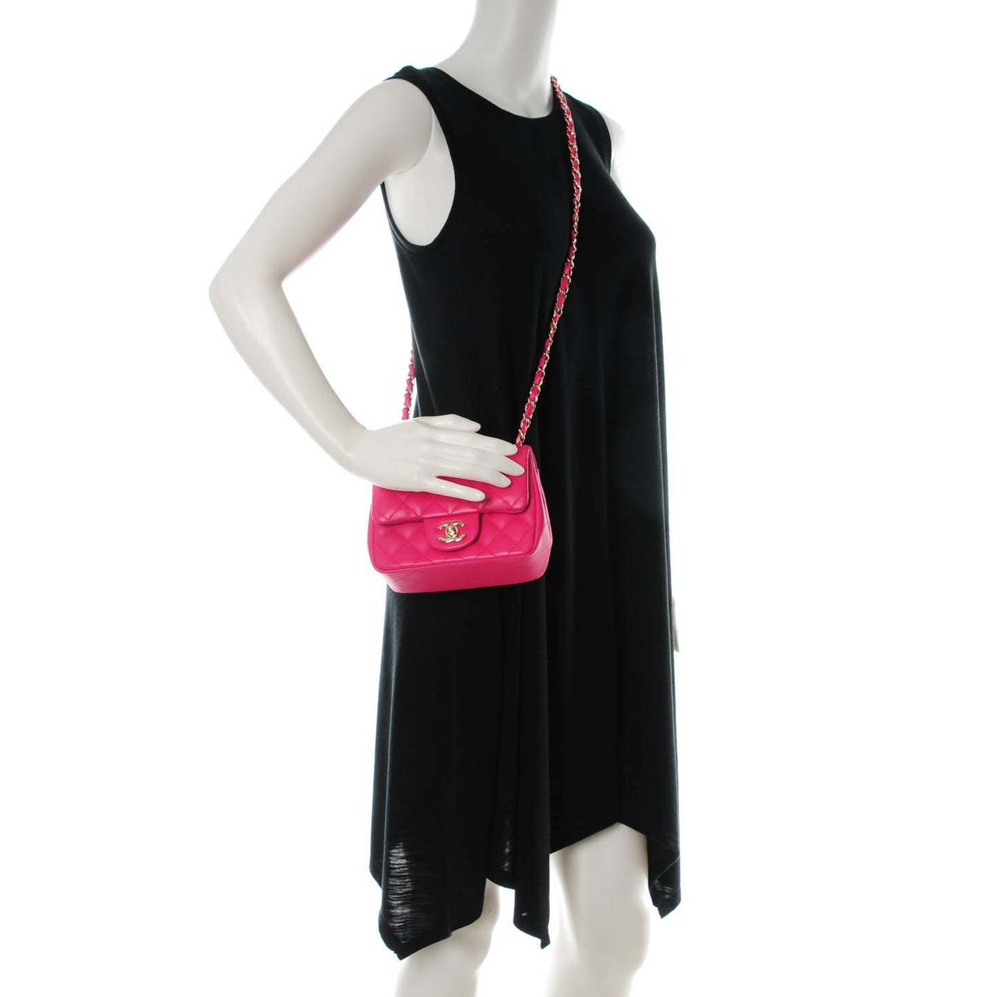 Lambskin Quilted Mini Square Flap Fuchsia
