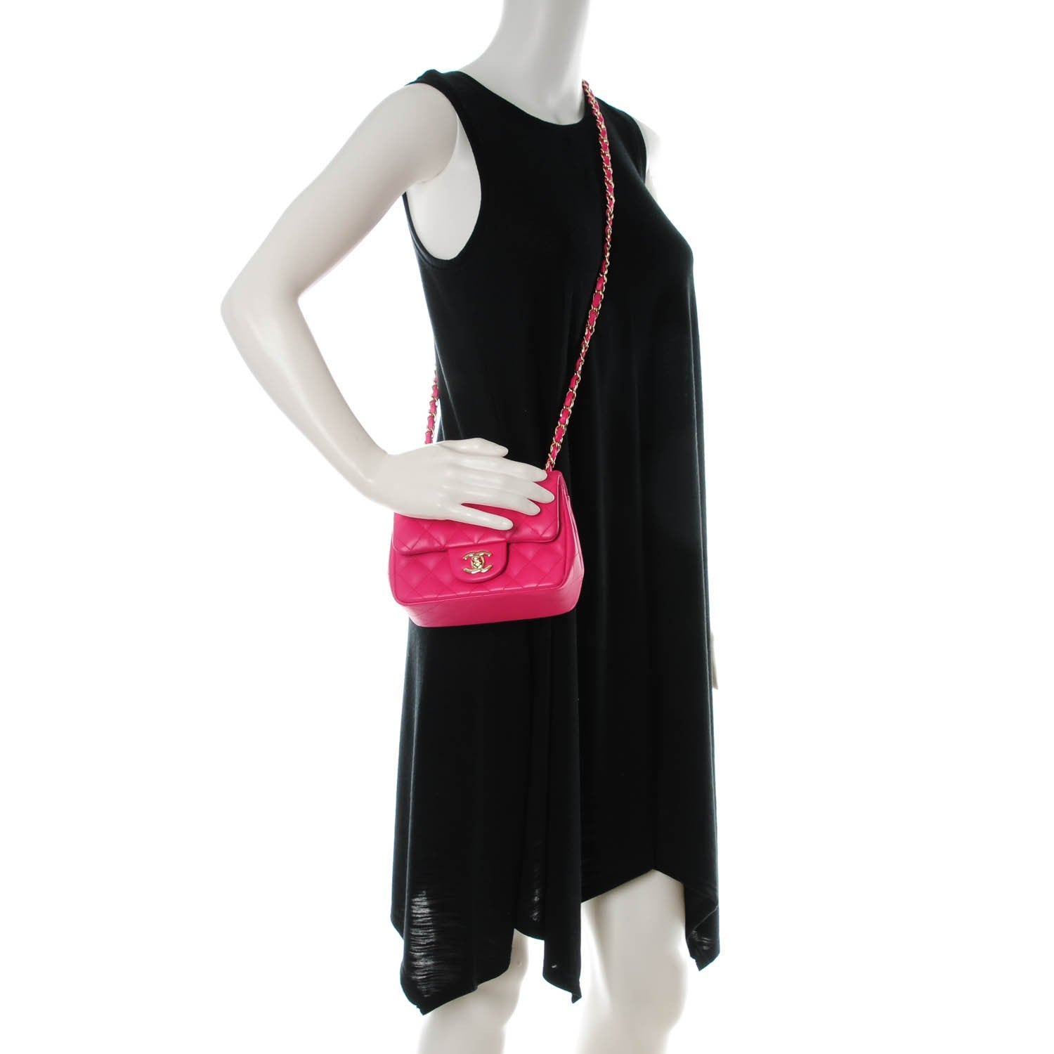 Chanel Lambskin Quilted Mini Square Flap Fuchsia 2 of 8